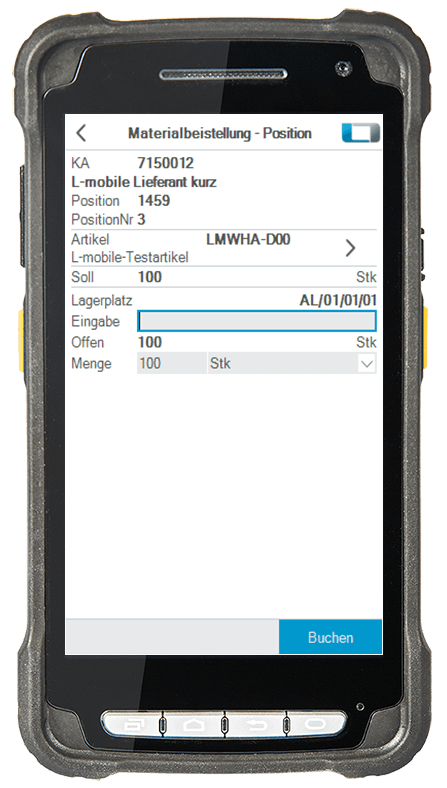 L-mobile Digitalisierte Lagerlogistik L-mobile ready for Infor COM Basismodul Materialbeistellung mobile Oberfläche