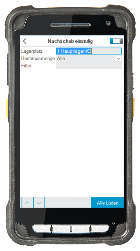L-mobile Digitalisierte Lagerlogistik warehouse ready for ALPHAPLAN Anwendungsfunktion Nachschub mobile Oberfläche