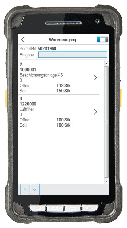 L-mobile Digitalisierte Lagerlogistik L-mobile ready for proALPHA Basismodul Wareneingang mobile Oberfläche