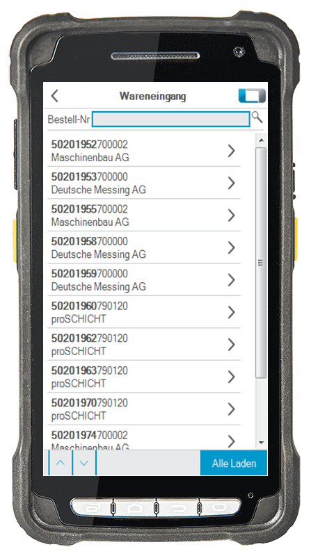 L-mobile digitalizált raktárlogisztika L-mobile ready for proALPHA alapmodul Áruátvétel mobil felület