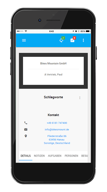Mobiler Vertrieb - L-mobile CRM & sales - Stärken Sie Ihre Kundenbeziehungen - Die flexible L-mobile sales Lösung mobile Softwareoberfläche L-mobile mobile Softwarelösungen Produkt Mobiler Vertrieb sales Smrtphone