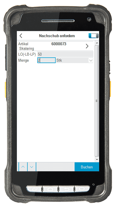 L-mobile Digitalisierte Lagerlogistik warehouse ready for proALPHA Erweiterungsmodul Nachschub anfordern mobile Oberfläche