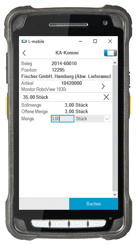 L-mobile Digitalisierte Lagerlogistik warehouse ready for sage 100 Basismodul Kommissionieren auf Kundenaufträge mobile Oberfläche