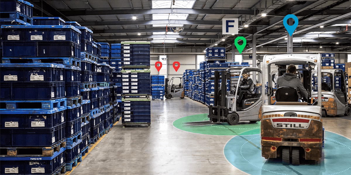 L-mobile digital warehouse management – forklift guidance system, UWB, indoor tracking, industrial trucks