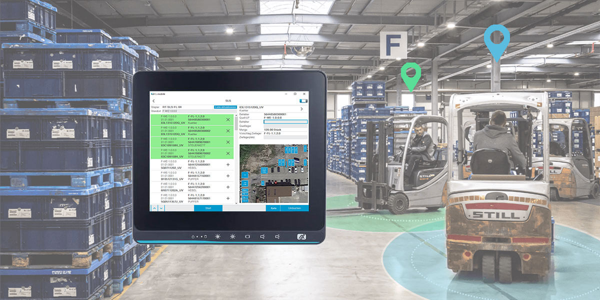 L-mobile digital warehouse management – Forklift guidance system Forklift route optimization