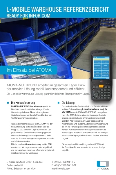 Referenzbericht – L-mobile warehouse ready for Infor COM – ATOMA-MULTIPOND
