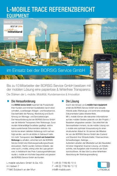 Referenzbericht – L-mobile trace equipment – Borsig