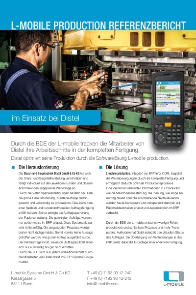 Referenzbericht – L-mobile production – Stanz- und Biegetechnik Distel GmbH & Co KG