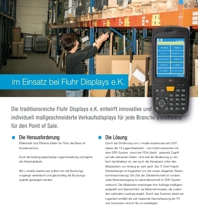 Referenzbericht – L-mobile warehouse ready for Infor COM – Fluhr Displays e.K.