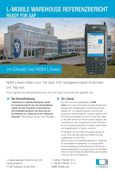 Referenzbericht – L-mobile warehouse ready for SAP – NSM Löwen