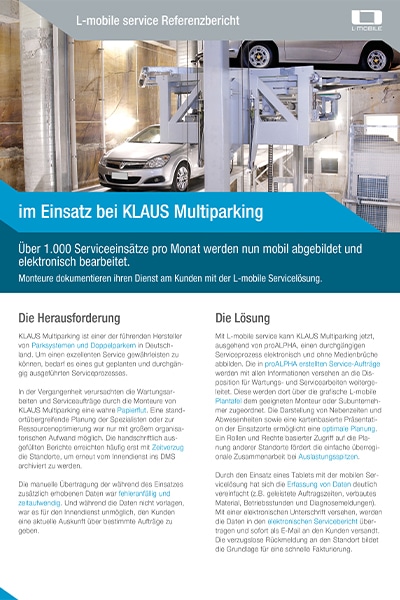 Referenzbericht – L-mobile service – KLAUS Multiparking 