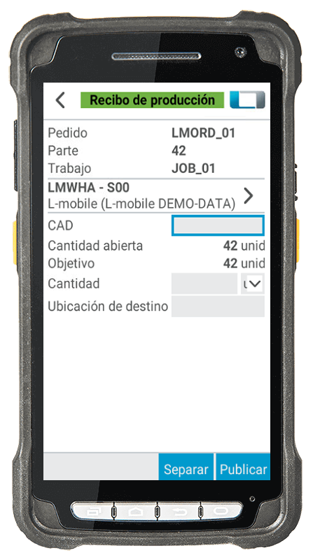 L-mobile warehouse ready for MS Dynamics Módulo complementario Partir