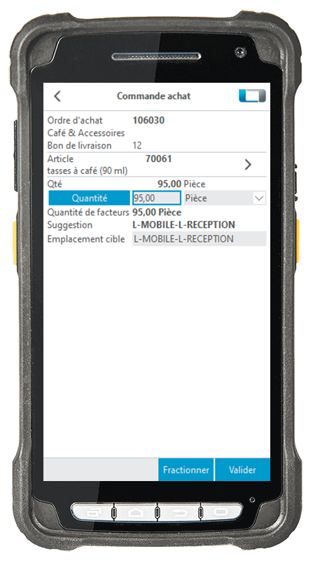 L-mobile warehouse ready for MS Dynamics Module complémentaire Fractionner