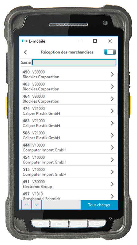 Logiciel de gestion de stock L-mobile warehouse ready for SAP Réception de marchandises Afficher les commandes