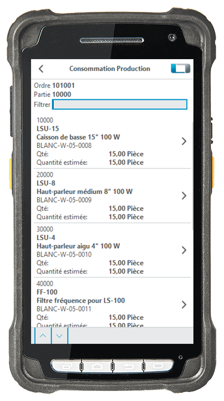 L-mobile Logiciel gestion de stock L-mobile ready for MS Dynamics Module complémentaire Consommation production Interface pour ordinateur de poche