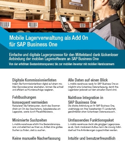 L-mobile, digitalisierte Lagerlogistik, warehouse ready for SAP Business One