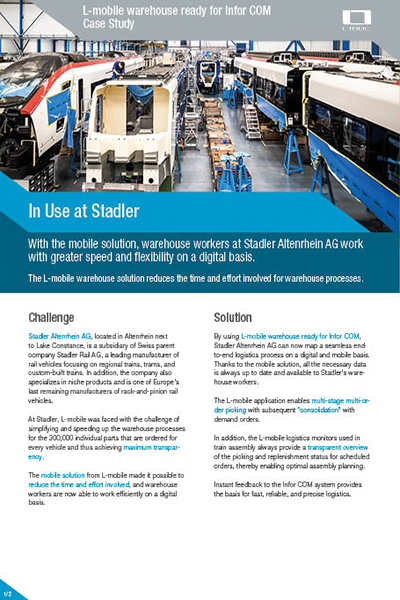 Case Study—L-mobile warehouse ready for Infor COM—Stadler Altenrhein AG