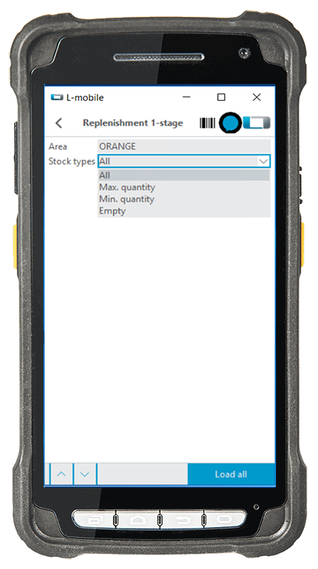 L-mobile Digitalisierte Lagerlogistik L-mobile ready for MS Dynamics Erweiterungsmodul Nachschub zweistufig mobile Oberfläche