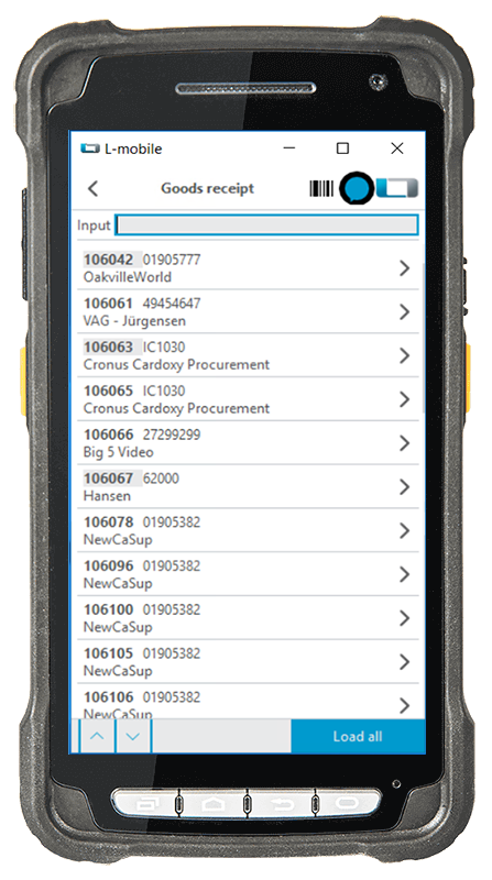 Digitalisierte Lagerlogistik L-mobile warehouse ready for SAP Wareneingang Bestellungen anzeigen