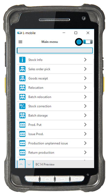 L-mobile warehouse ready for Microsoft Dynamics NAV and Business Central mobile warehouse management basic module