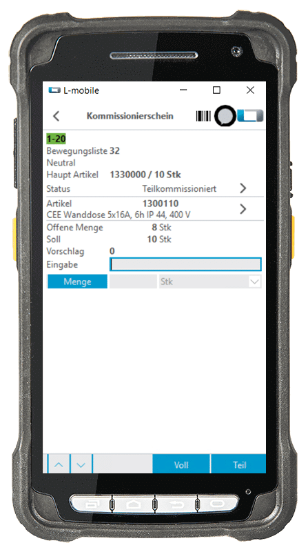 Papierloses Kommissionieren im Lager mit der mobilen Lagerverwaltung Navision, NAV und Dynamics 365 Business Central