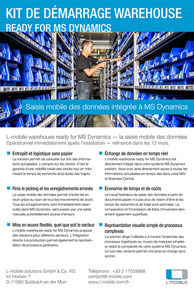 Kit de démarrage et modules complémentaires warehouse ready for MS Dynamics