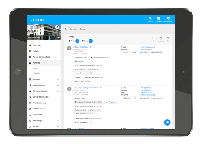 L-mobile sales, mobile Vertriebslösung, CRM, Kundenverwaltung