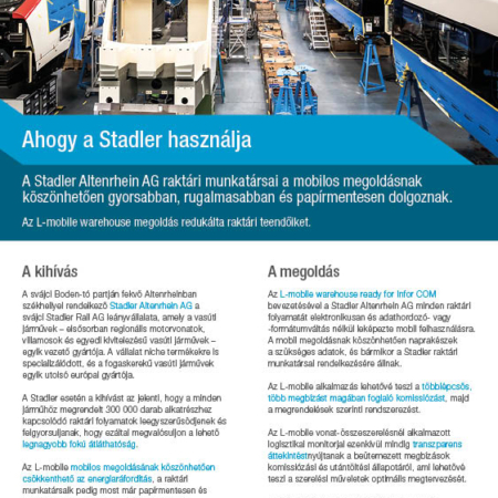 Referenzbericht – L-mobile warehouse ready for Infor COM – Stadler Altenrhein AG