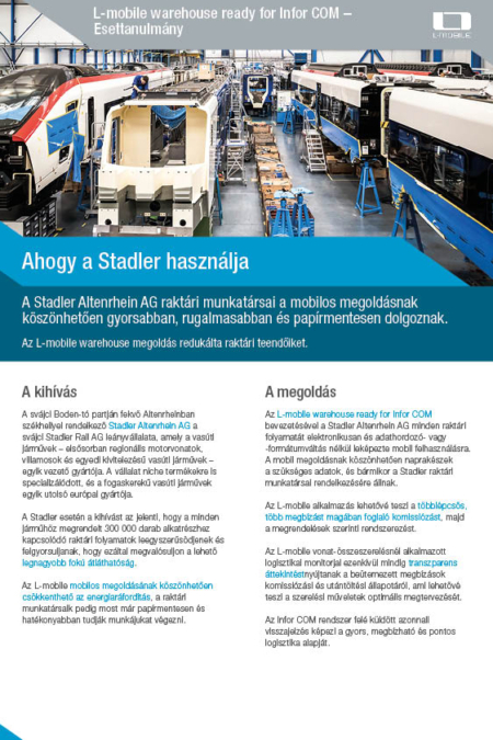 Referenzbericht – L-mobile warehouse ready for Infor COM – Stadler Altenrhein AG