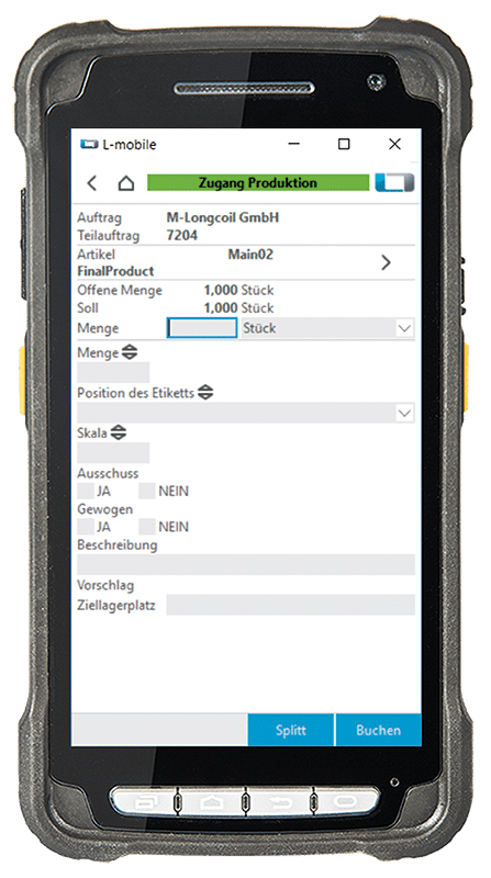 Einlagerung der fertiggestellten Produktion mit WMS: Auftragsdetails