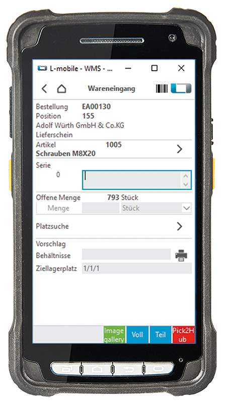 Vorkommissionieren im Wareneingang Schritt 1 Pick2hub Hinweis