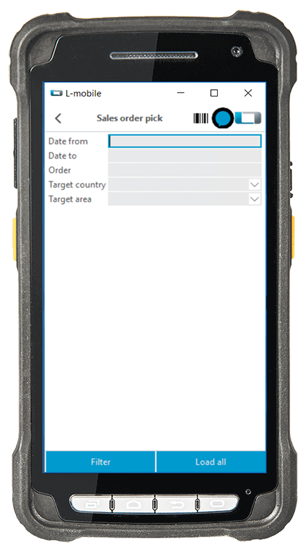 Ware_kommissionieren_1_Eingabemaske Eingabemaske beim Kommissionieren von Waren mit L-mobile WMS