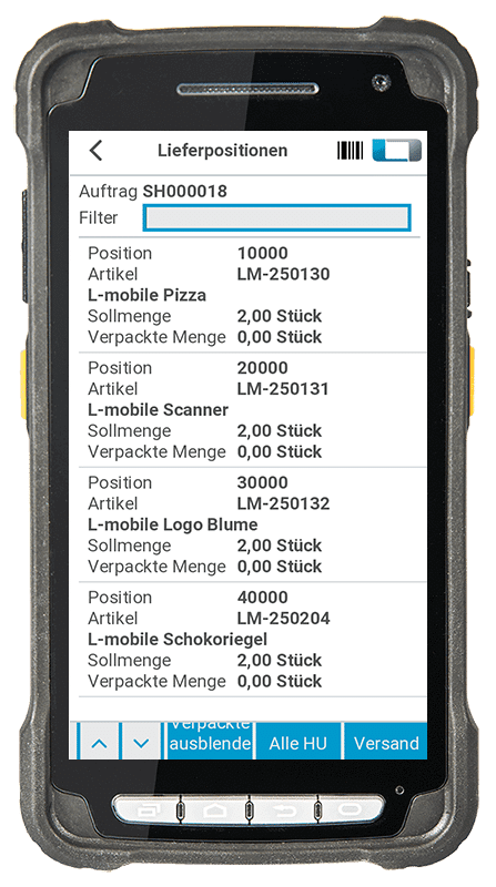 Digitale Packstückbildung mit Dynamics 365 Business Central / NAV (Navision): Überblick über Lieferpositionen