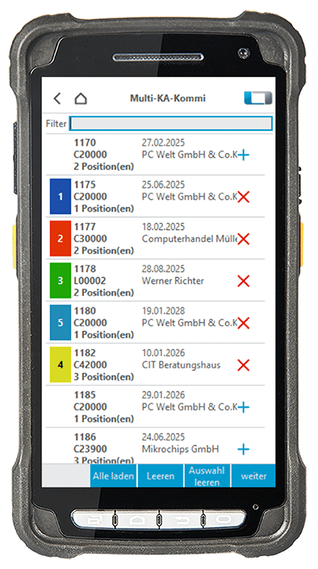 Multikommissionierung für SAP Business One - Schritt 2: Auswahl der Aufträge