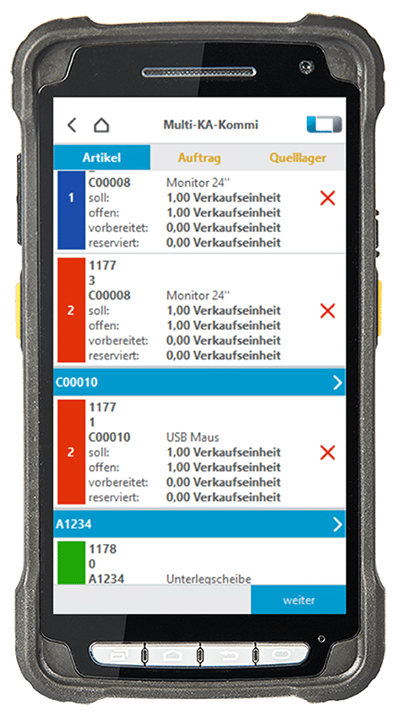 Multikommissionierung für SAP Business One - Schritt 3: Konsolidierung der Artikel