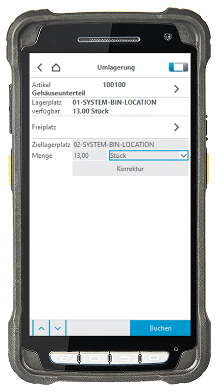 Mit der TL-Umlagerung werden verschiedene Bestandssätze über einen Transferlagerplatz umgelagert.