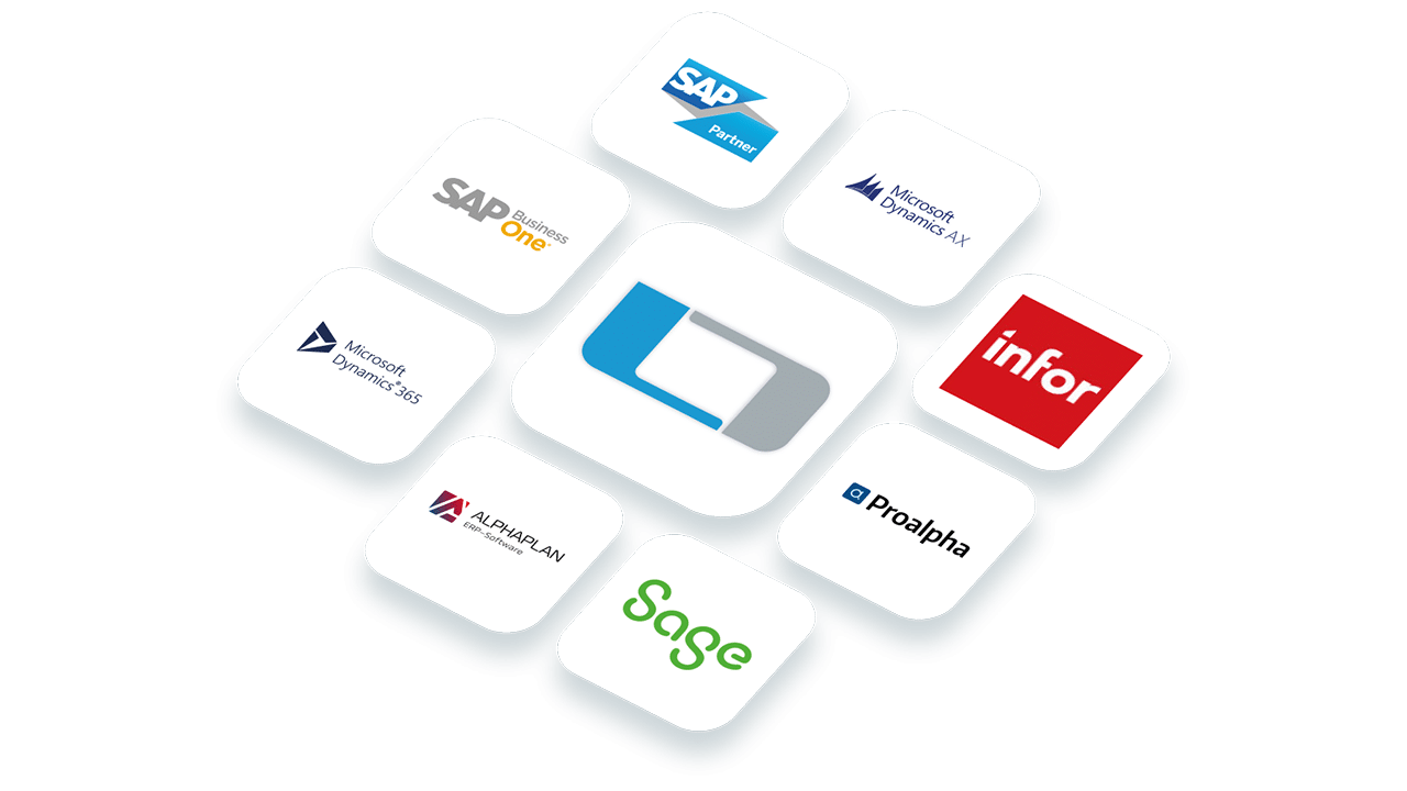 Nahtlose ERP-Integration der Digitalisierungslösungen von L-mobile für lückenlose Prozesse und einen Echtzeit-Datenaustausch: Field Service Management Software, Lagerverwaltungssystem und Produktionslösungen wie Betriebsdatenerfassung (BDE), Maschinendatenerfassung (MDE) oder Werkerassistenzsystem Nahtlose ERP-Integration der Digitalisierungslösungen von L-mobile für lückenlose Prozesse und einen Echtzeit-Datenaustausch: Field Service Management Software, Lagerverwaltungssystem und Produktionslösungen wie Betriebsdatenerfassung (BDE), Maschinendatenerfassung (MDE) oder Werkerassistenzsystem