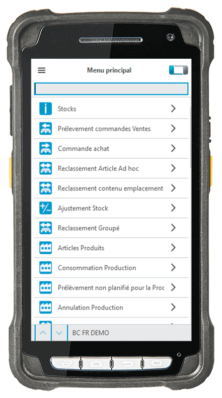 L-mobile Logiciel gestion d'entrepôt L-mobile ready for MS Dynamics Module complémentaire Demande de réapprovisionnement Interface pour ordinateur de poche
