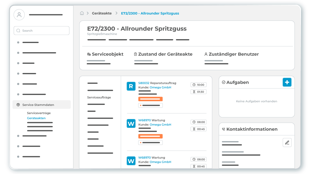 Detaillierte Informationen zu den Geräten beim Kunden in den Geräteakten in der Field Service Management Software L-mobile service unterstützt das Auftragsmanagement im Field Service Detaillierte Informationen zu den Geräten beim Kunden in den Geräteakten in der Field Service Management Software L-mobile service unterstützt das Auftragsmanagement im Field Service