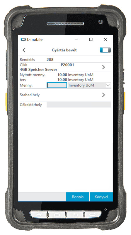 l-mobile-warehouse-ready-for-sap-business-one-zugang-aus-produktion L-mobile, digitalizált raktárlogisztika, raktár, SAP Business One, gyártás bevét, mobil vonalkód-leolvasó