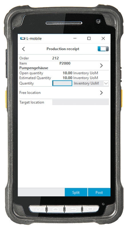 L-mobile, digitalized warehouse management, warehouse, SAP Business One, production receipt, mobile barcode scanner