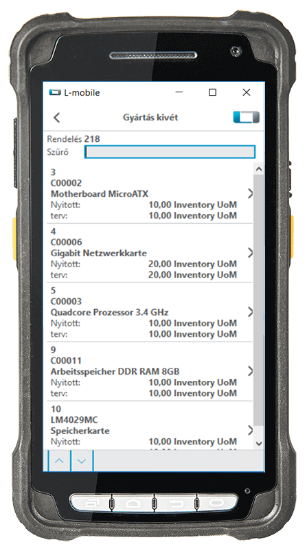 l-mobile-warehouse-ready-for-sap-business-one-entnahme-fuer-produktion L-mobile, digitalizált raktárlogisztika, raktár, SAP Business One, gyártási kivétel, mobil vonalkód-leolvasó