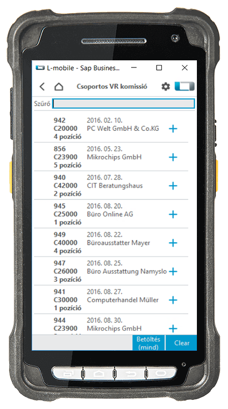 Scanner_Deviceansicht_SBO_Muti-KA-Kommi_1.Alle Aufträge Multikomissiózás SAP Business One számára – 1. lépés: Minden megrendelés