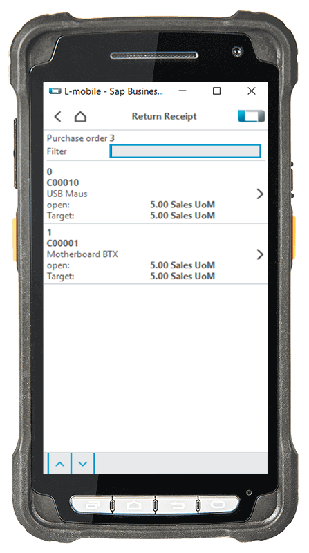 Scanner_Deviceansicht_SBO_Rücklieferung_3 Smooth returns process with the Return Receipt extension module for SAP Business One