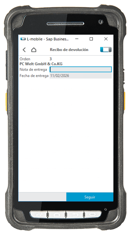 Scanner_Deviceansicht_SBO_Rücklieferung_2 Proceso de devolución sin complicaciones con el módulo complementario Recibo de devolución para SAP Business One
