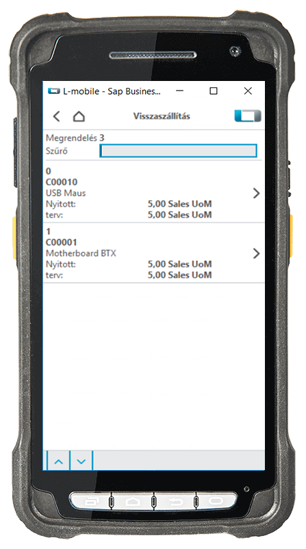Scanner_Deviceansicht_SBO_Rücklieferung_3 Zökkenőmentes visszaküldési folyamat az SAP Business One visszaküldési kiegészítő moduljával