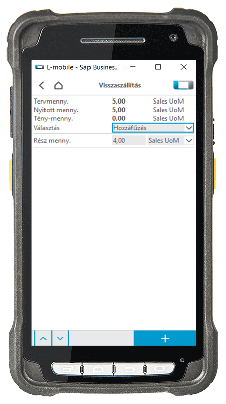Scanner_Deviceansicht_SBO_Rücklieferung_6 Zökkenőmentes visszaküldési folyamat az SAP Business One visszaküldési kiegészítő moduljával