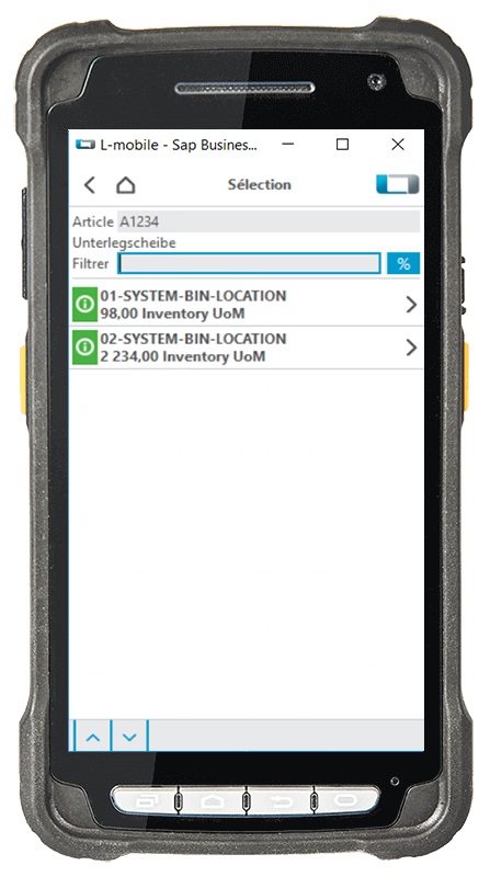 Scanner_Deviceansicht_Sammelumlagerung_1 Transfert groupé pour SAP Business One : mobile, sûr et efficace