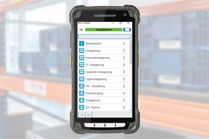 Mobile Scannerlösung L-mobile warehouse auf einem Barcode-Scanner