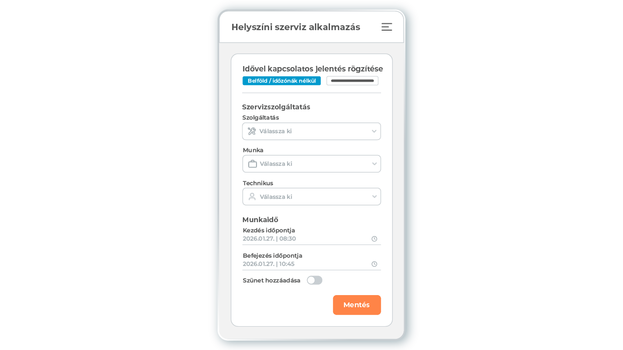l-mobile-service-auftrag-zeitmeldung-smartphone Az L-mobile service terepi szolgáltatáskezelő szoftver mobil felülete a Field Service App formájában, a szervizbevetés mobil munkaidő-nyilvántartása